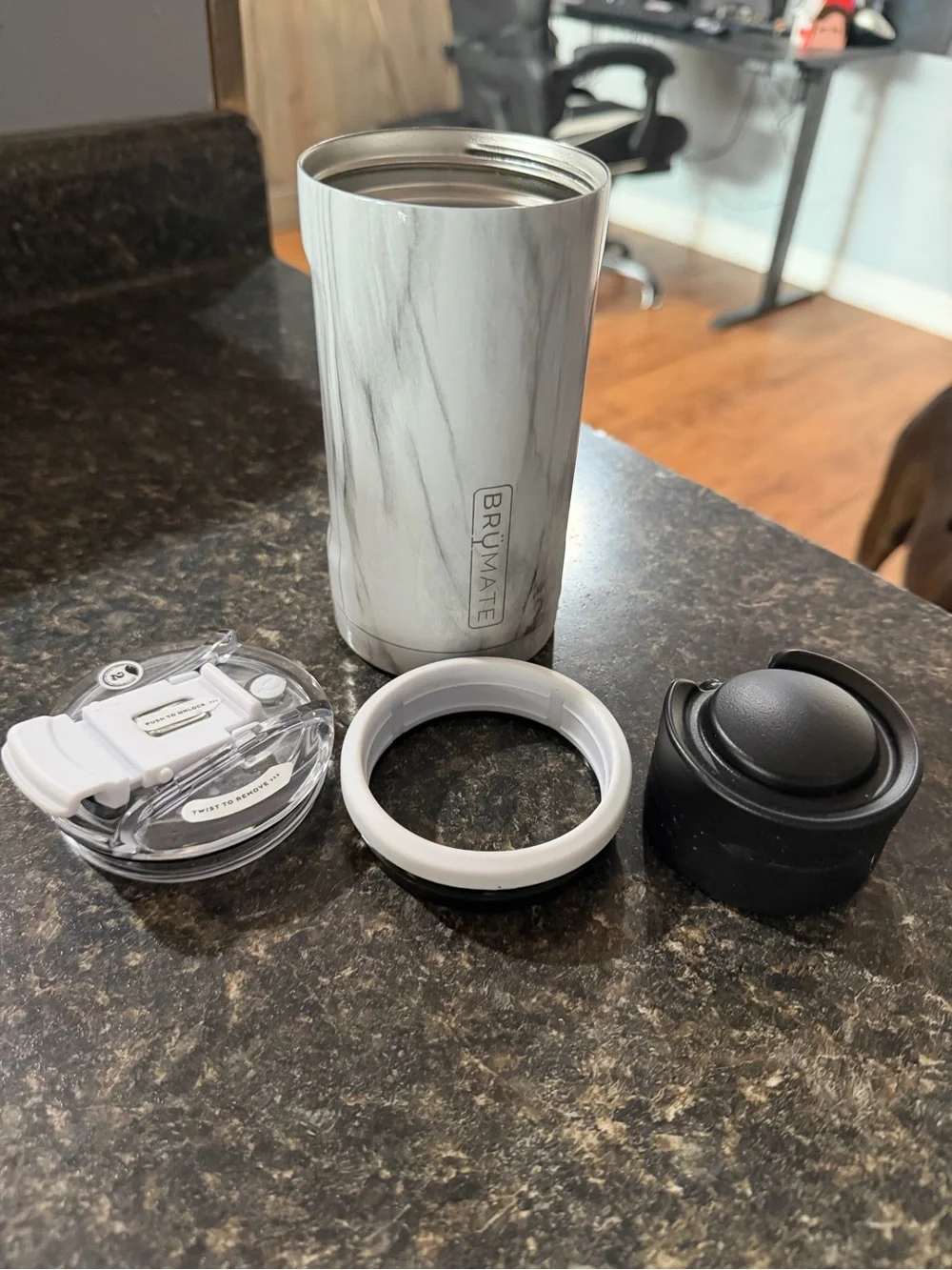 BrüMate Marble Travel Tumbler - White Gray